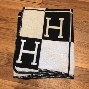 Hermès style blanket Black and Tan